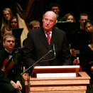 King Harald delivers his speech at Luther College (Photo: Lise Åserud / Scanpix)